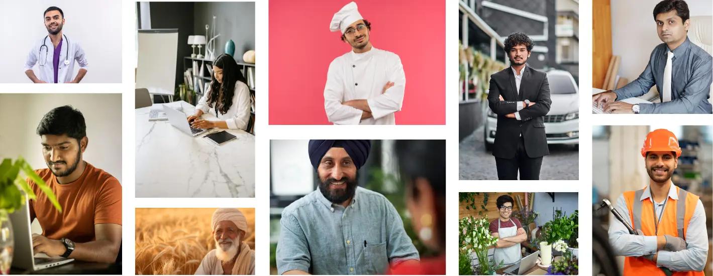Collage of Indian entrepreneurs and professionals