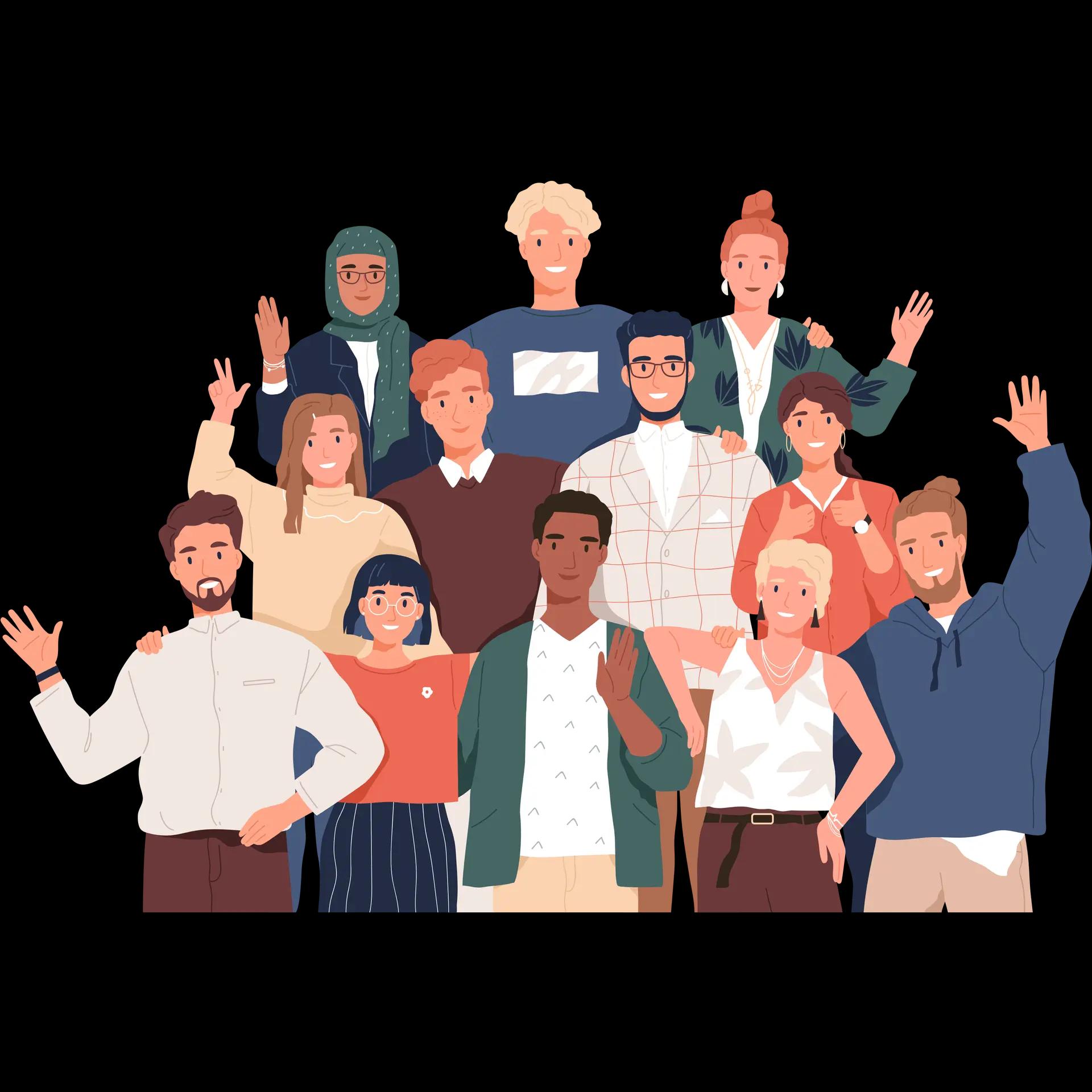 Illustration of a diverse team